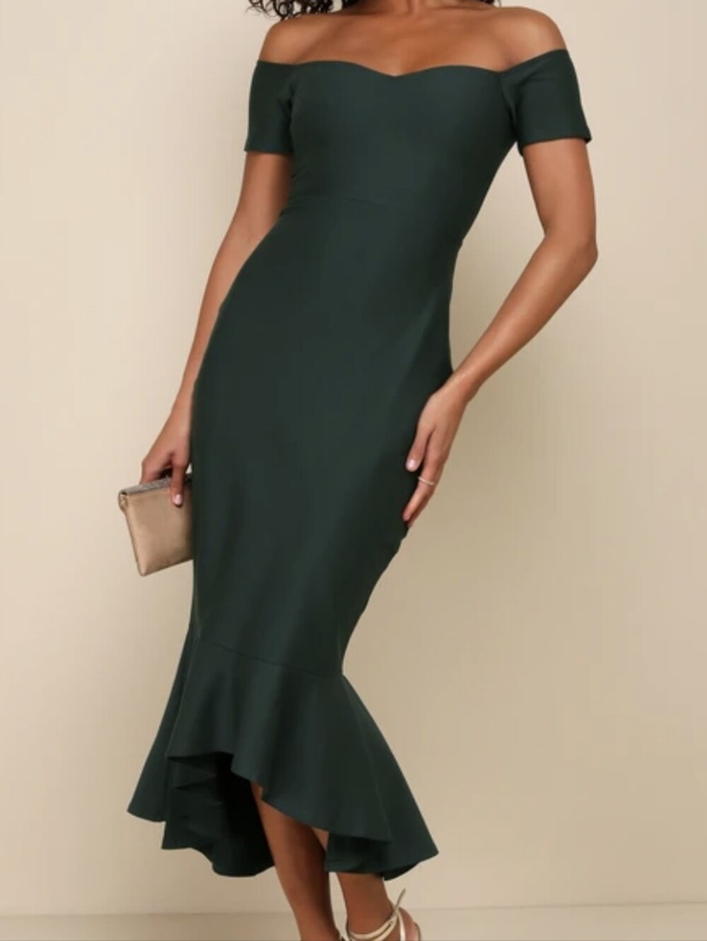 Lulu's Green One-Shoulder Midi Dress SZ.S NWT
